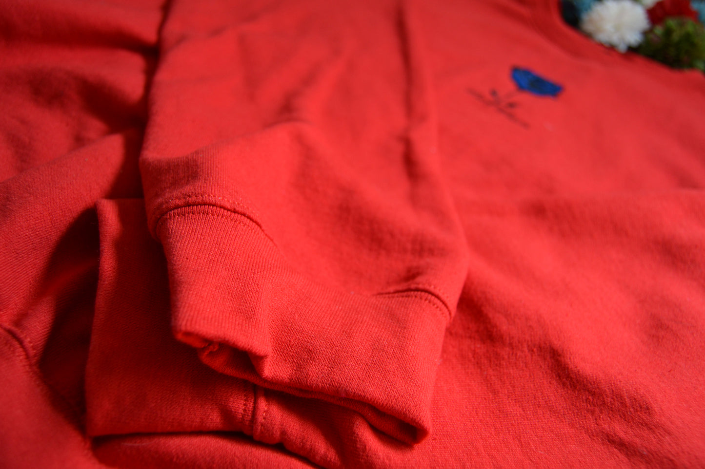Blue Embroidered Rose Sweatshirt (Unisex)