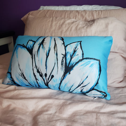 Blue Lotus Flower Pillow