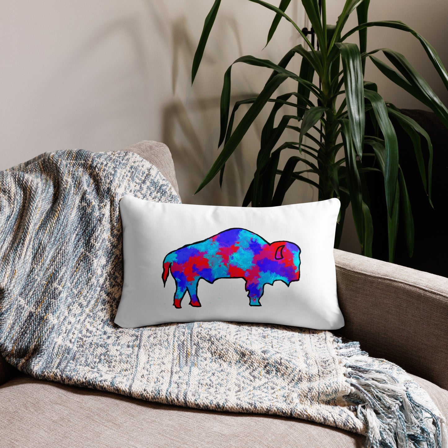 Buffalo Blue & White Pillow